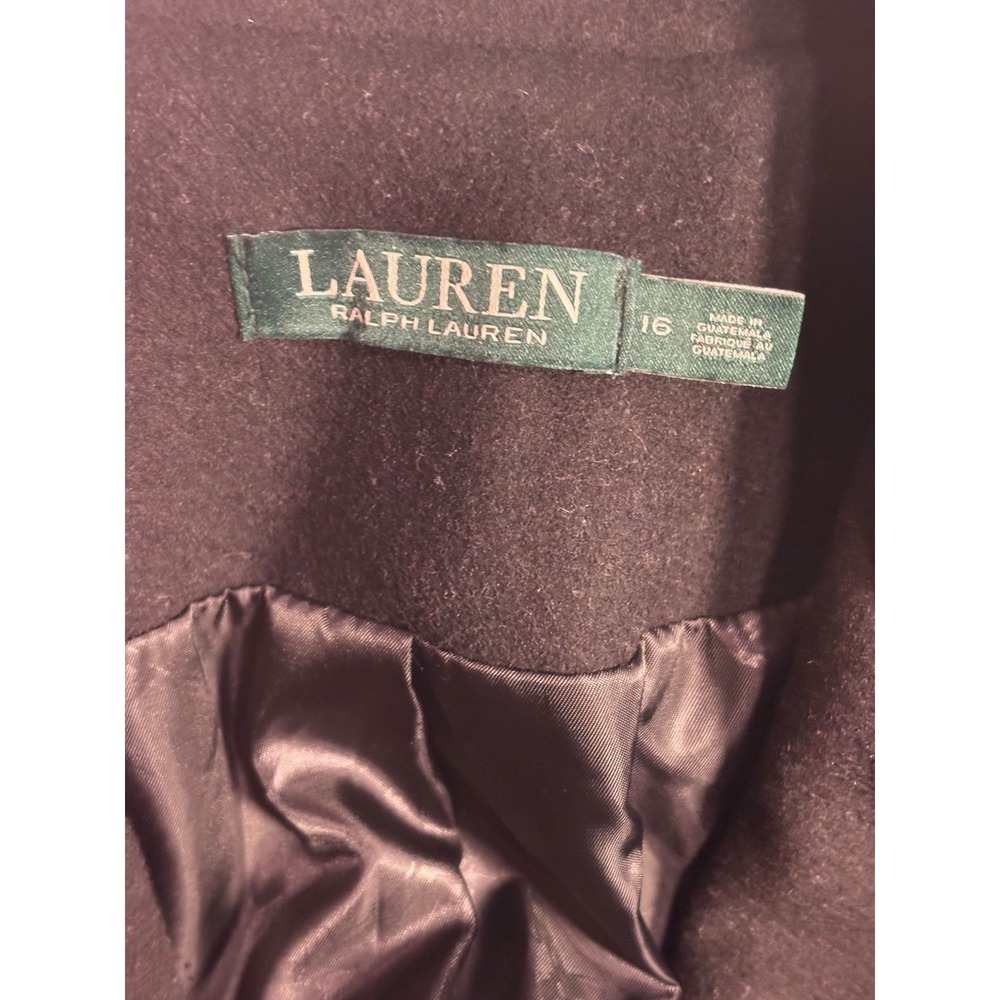 Lauren Ralph Lauren Women's Wool Blend Long Sleeve Mid Length Black Coat Size 16 - Picture 15 of 15